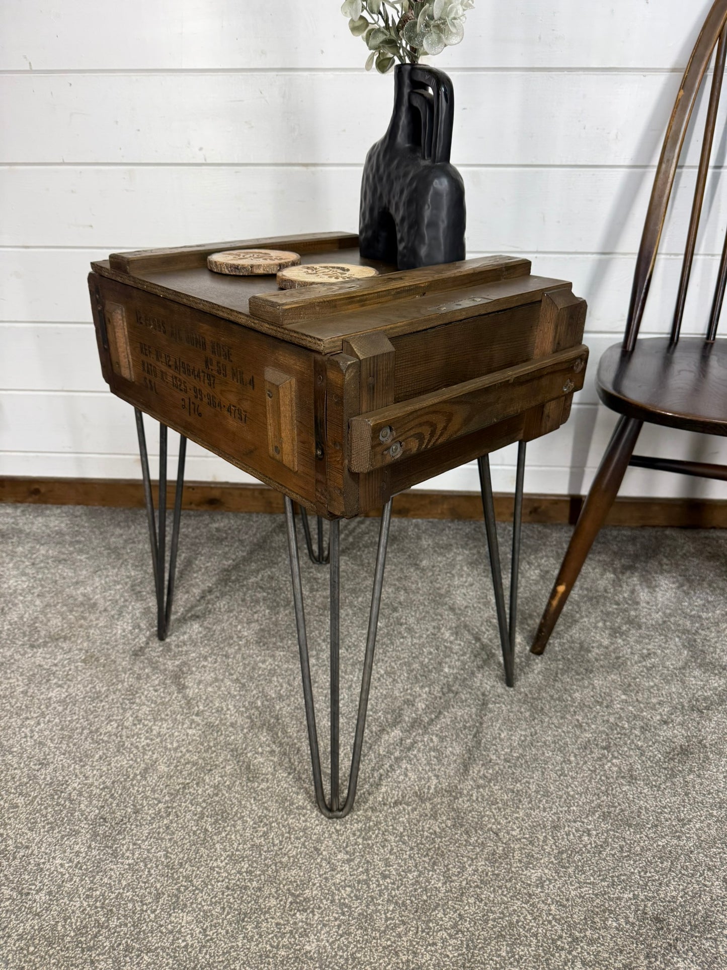 Vintage Military Crate Side Table Rustic Coffee Table Storage Box Reclaimed Army
