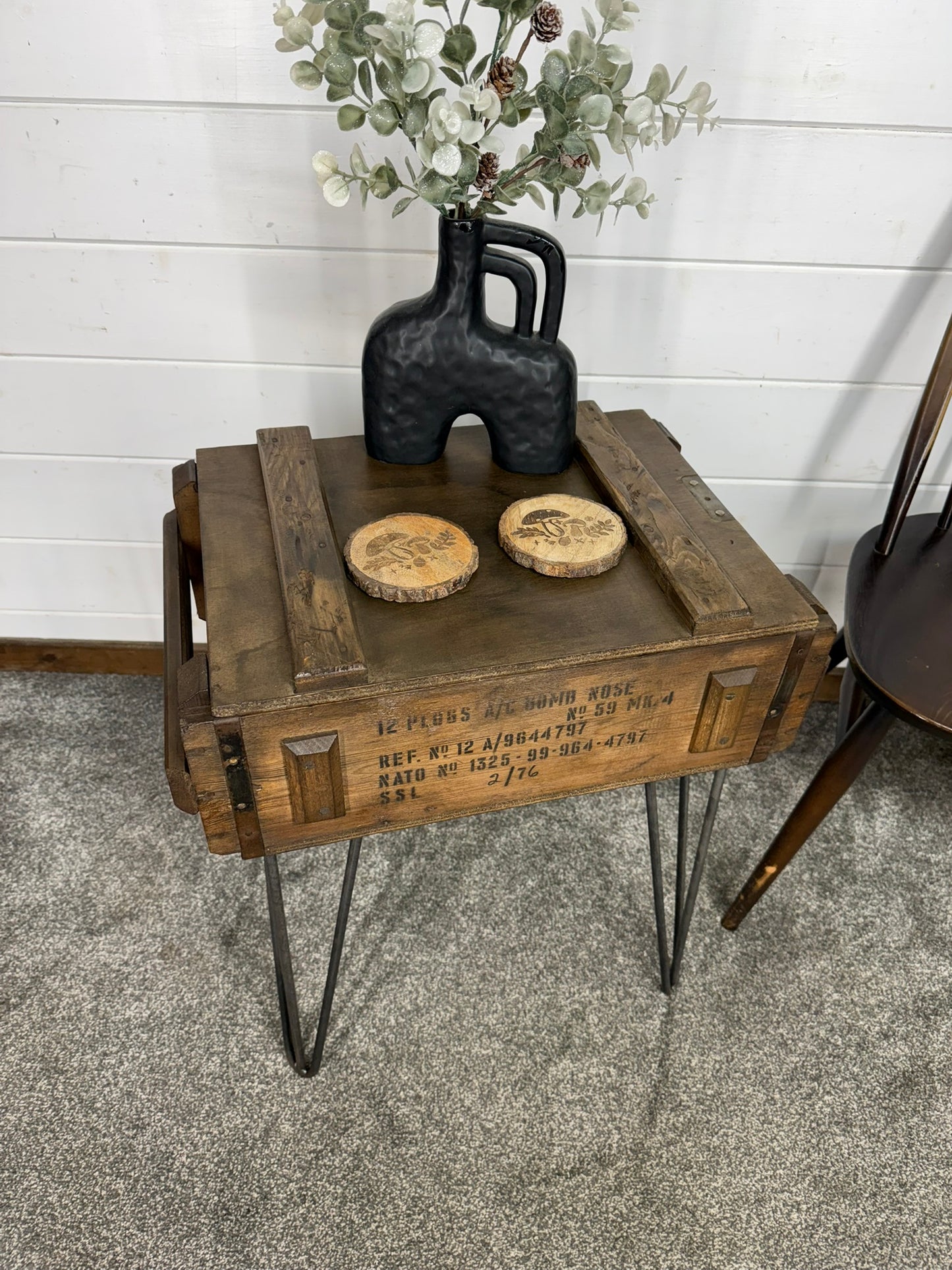 Vintage Military Crate Side Table Rustic Coffee Table Storage Box Reclaimed Army