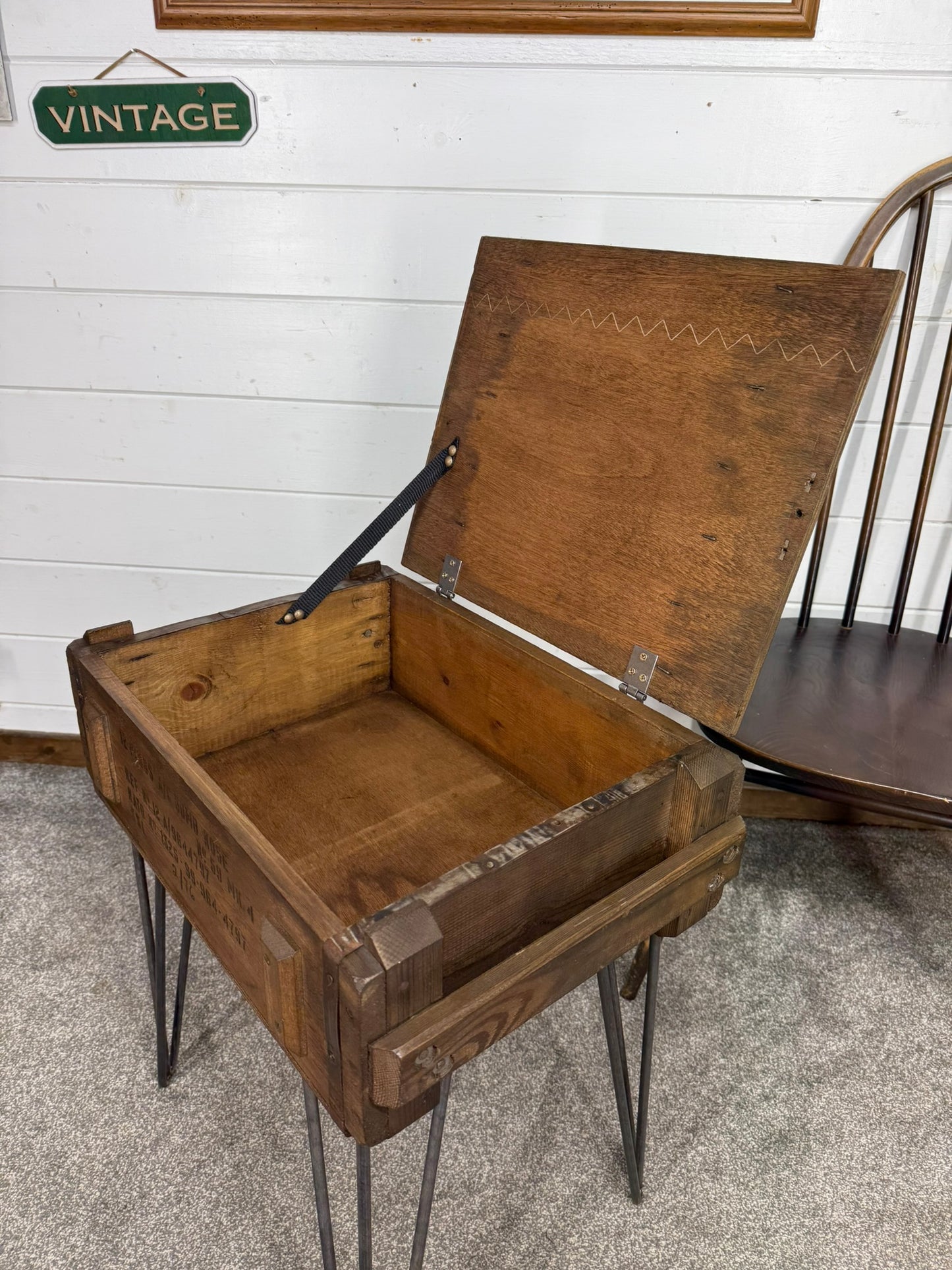 Vintage Military Crate Side Table Rustic Coffee Table Storage Box Reclaimed Army