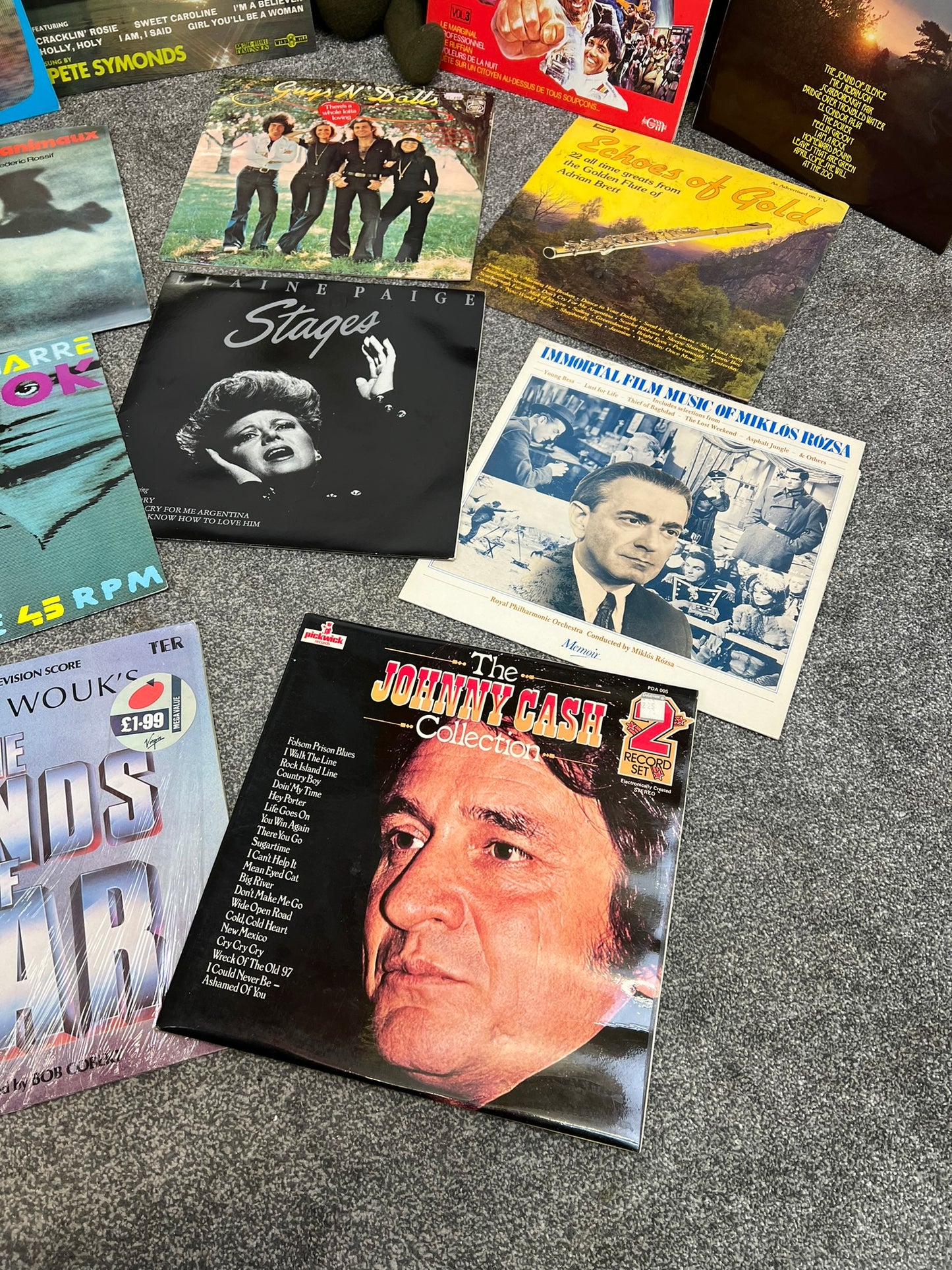 Vintage LP Record Bundle x12 Job Lot Retro Vinyl Soundtracks Wall Art Display