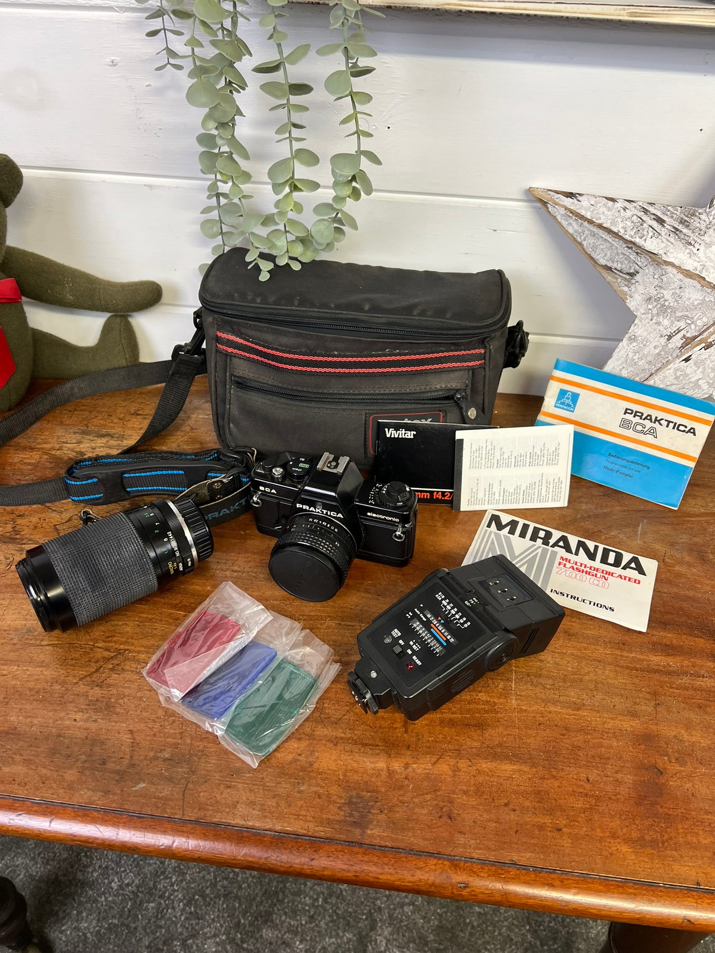 Vintage Camera Bundle Praktica BCA Electronic Camera 2x Lenses & Miranda 700CD Flash