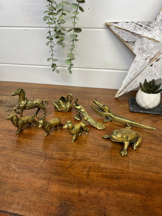 8x Vintage Brass Animal Bundle Job Lot Decorative Home Rustic Boho Decor