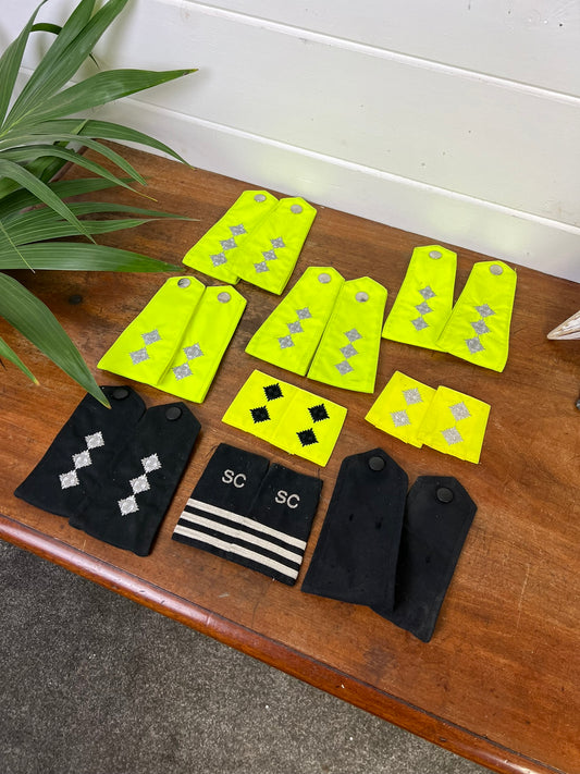 9x Vintage Police Epaulette Slides In Pairs Bundle Job Lot Collector