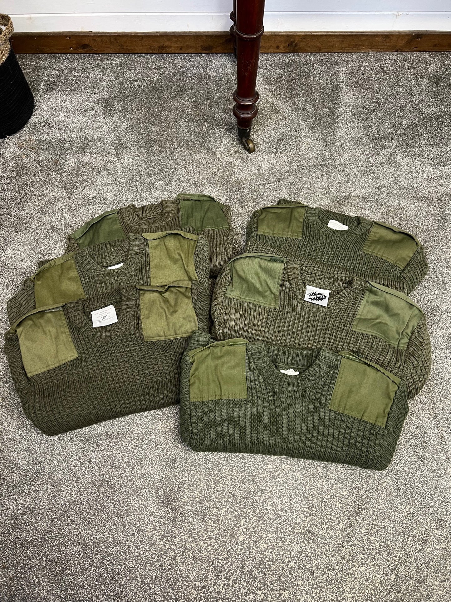 6x Genuine British Army Wool Jumper Military Olive Pullover Job Lot Bundle - Mixed Sizes