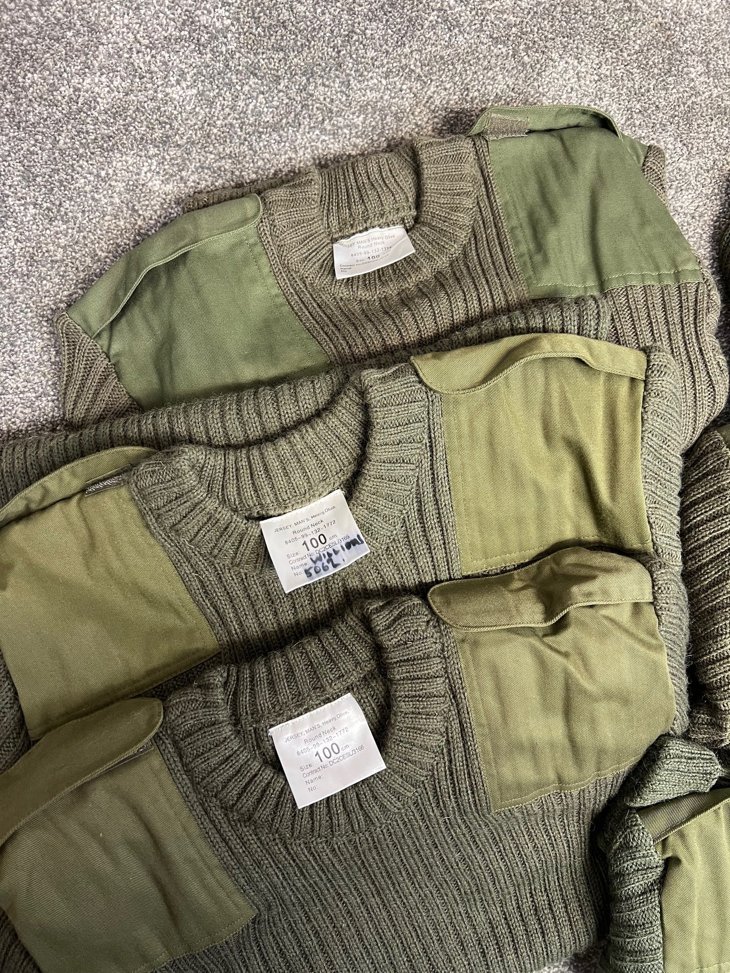 6x Genuine British Army Wool Jumper Military Olive Pullover Job Lot Bundle - Mixed Sizes