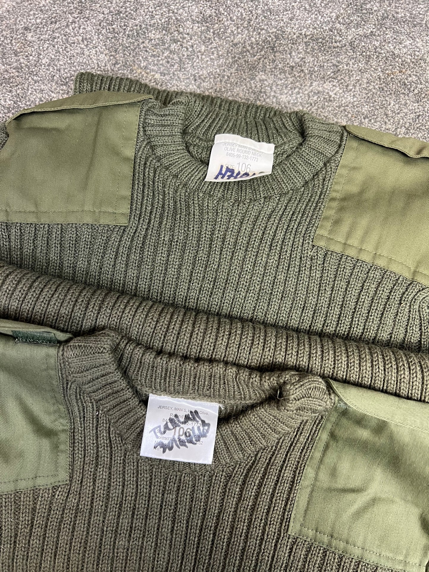 6x Genuine British Army Wool Jumper Military Olive Pullover Job Lot Bundle - Mixed Sizes