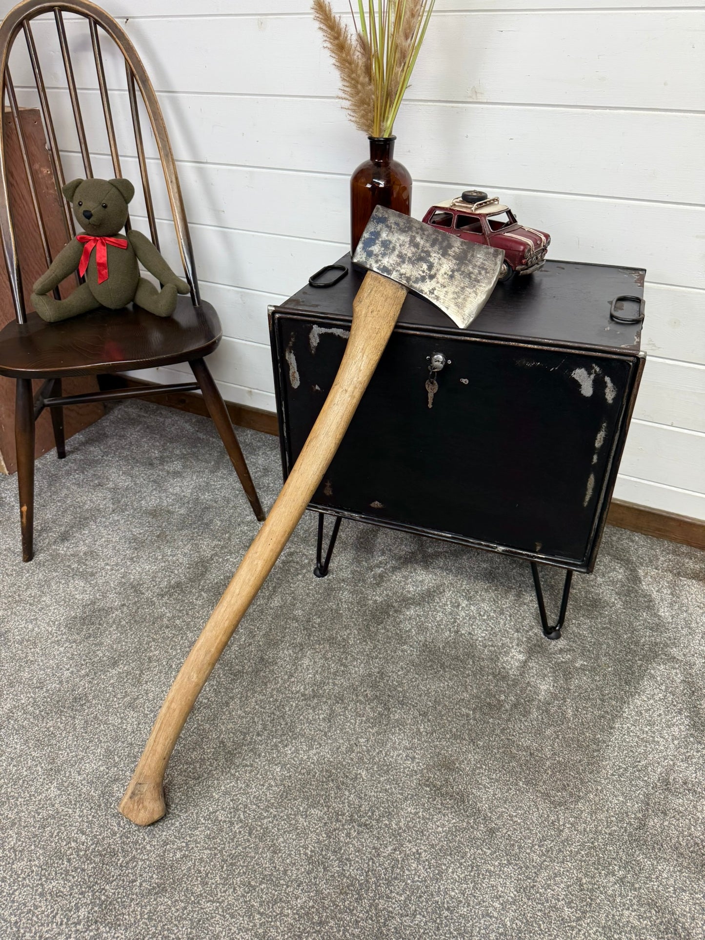 Vintage 4.5lbs Long Handle Felling Axe Ex Military Army Hickory Handle