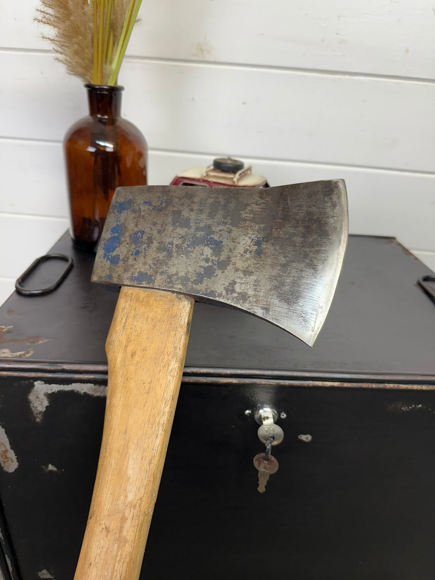 Vintage 4.5lbs Long Handle Felling Axe Ex Military Army Hickory Handle