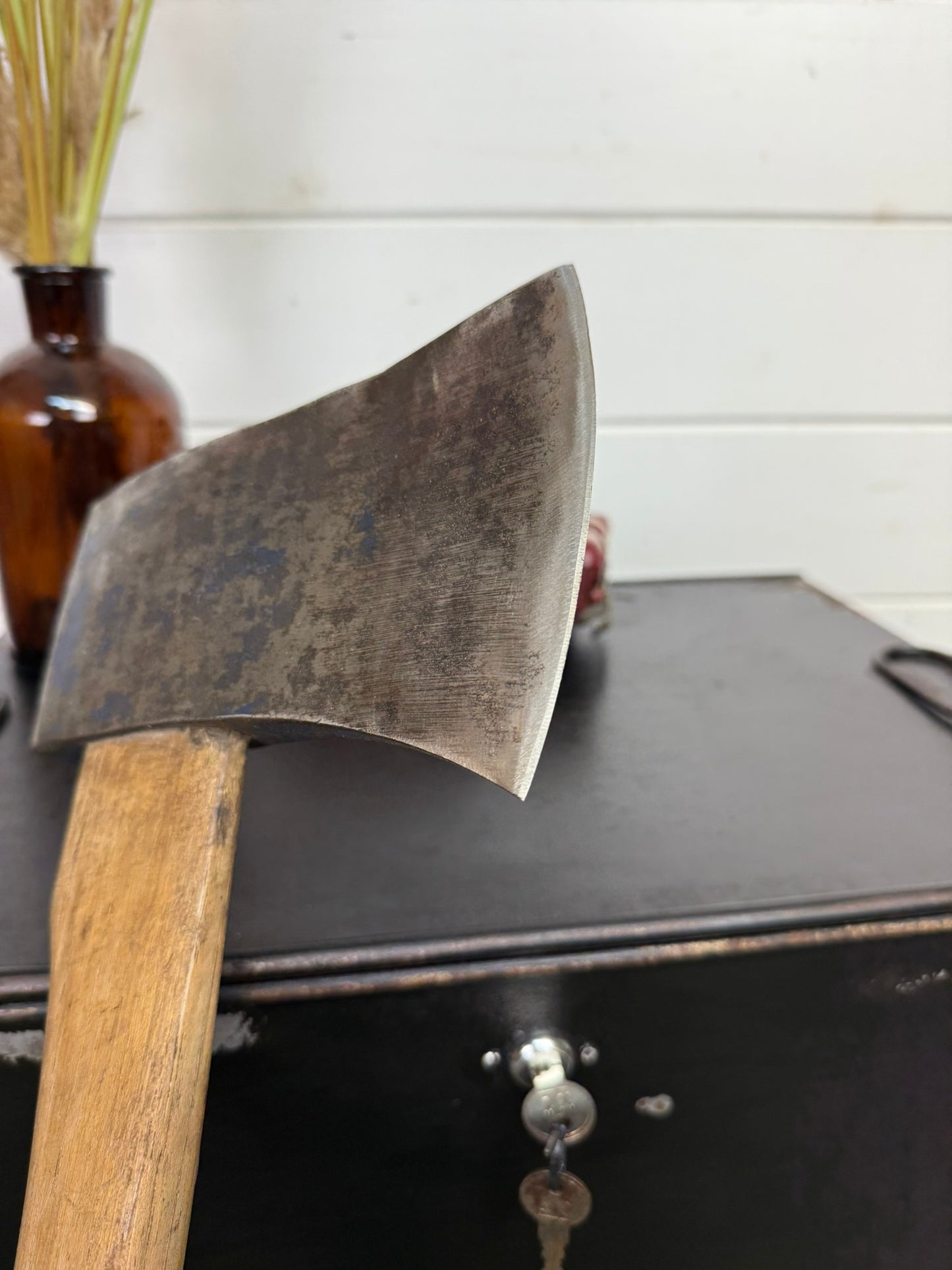 Vintage 4.5lbs Long Handle Felling Axe Ex Military Army Hickory Handle