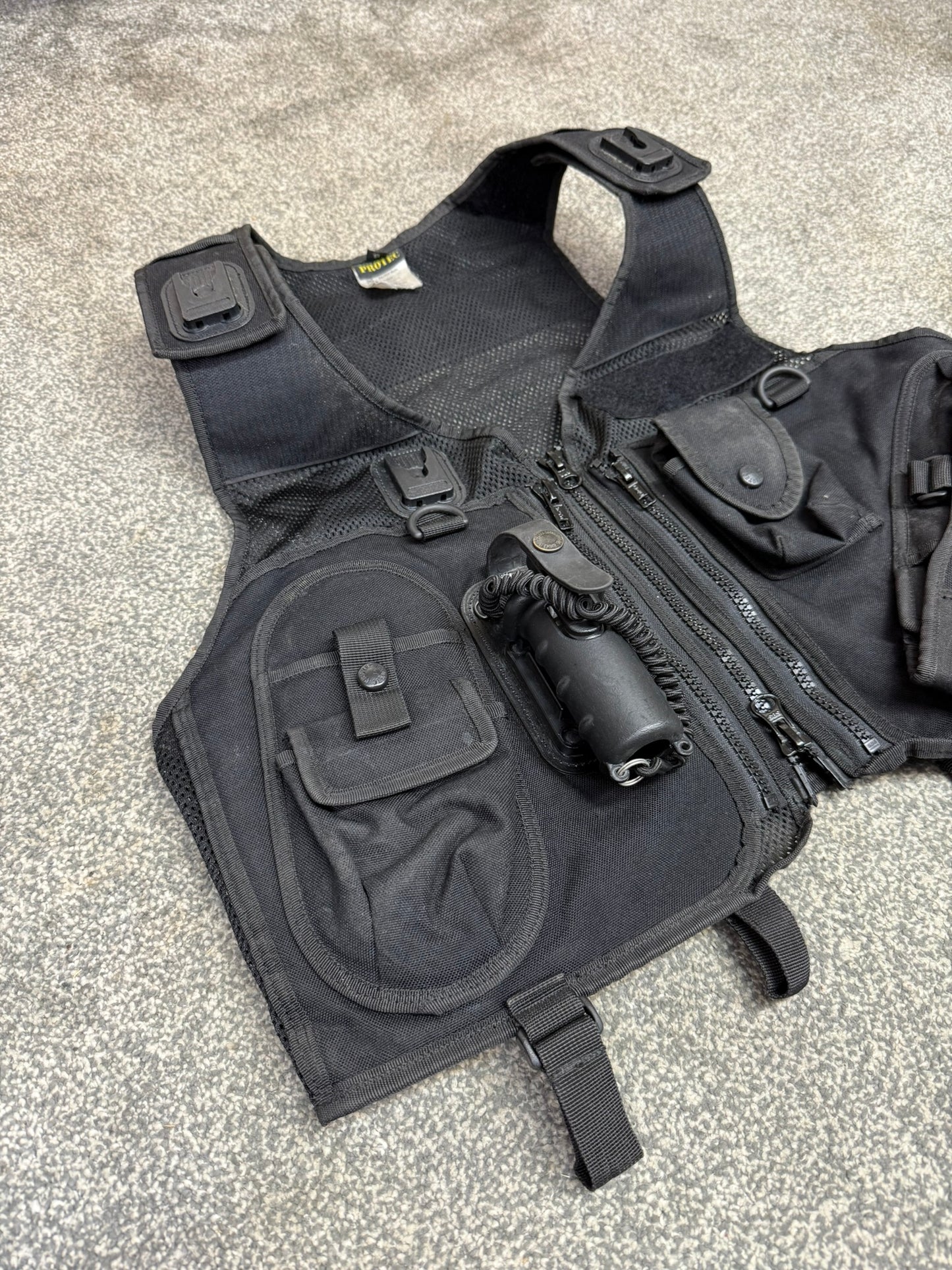 Ex Police Black Tac Vest Protec Security Equipment Tactical Vest SMALL