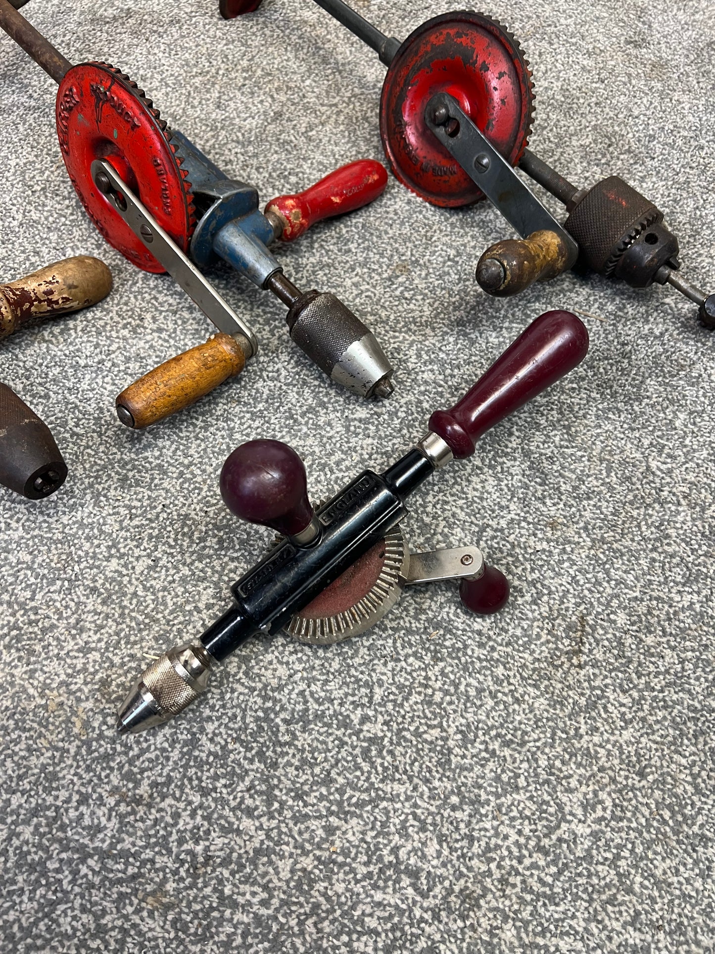 4x Vintage Hand Drill Job Lot Woodwork Workshop Garage Tools Industrial Decor