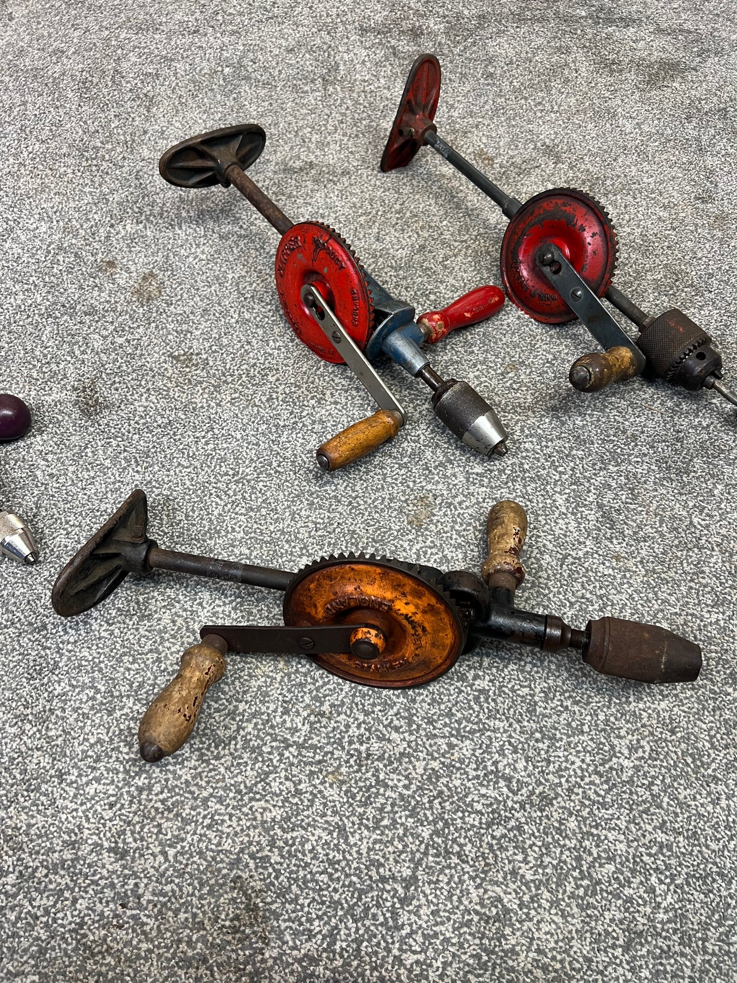 4x Vintage Hand Drill Job Lot Woodwork Workshop Garage Tools Industrial Decor