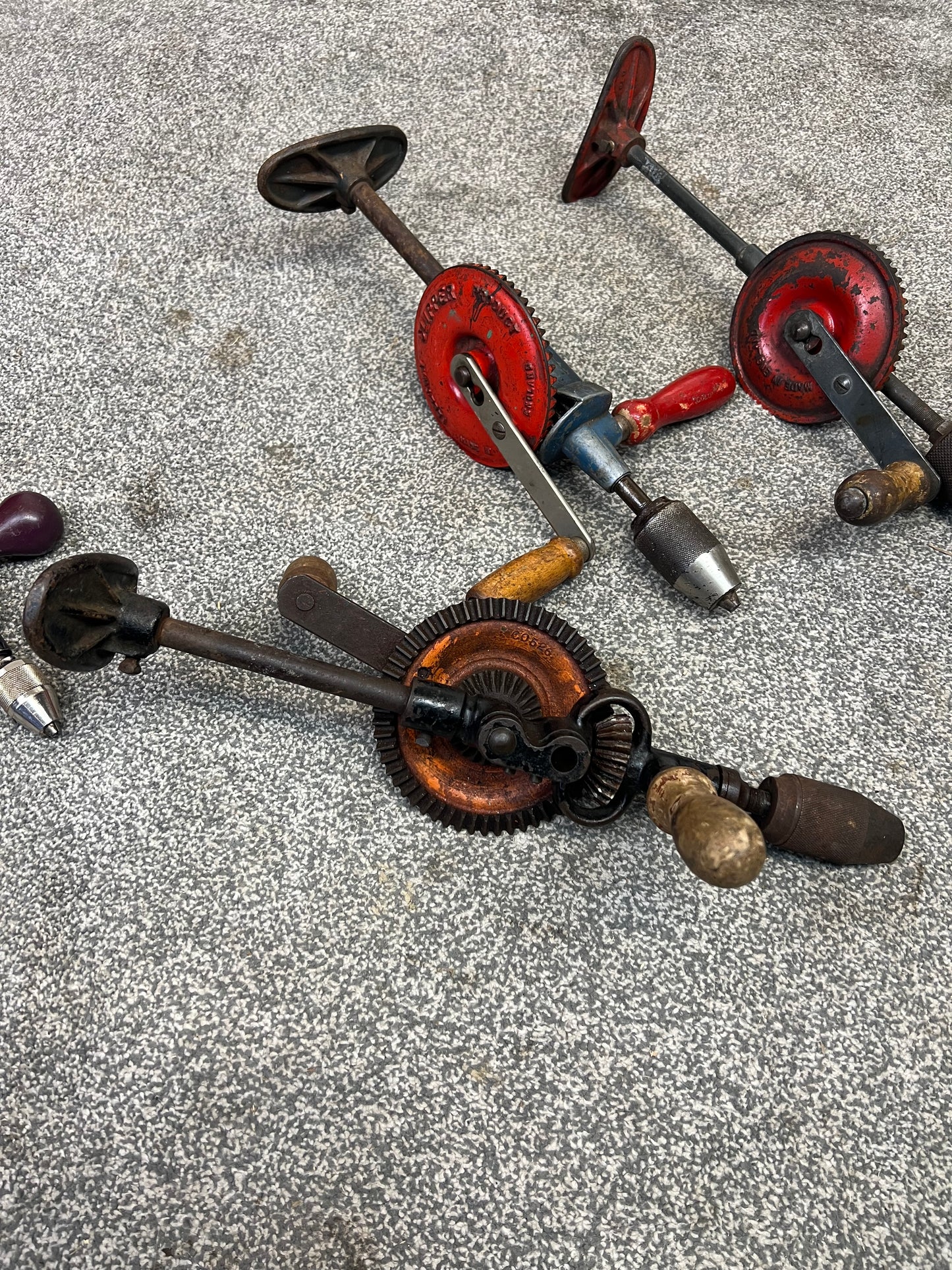 4x Vintage Hand Drill Job Lot Woodwork Workshop Garage Tools Industrial Decor