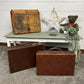 3x Vintage Small Leather Suitcases Job Lot Rustic Alternative Home Decor Vintage Display