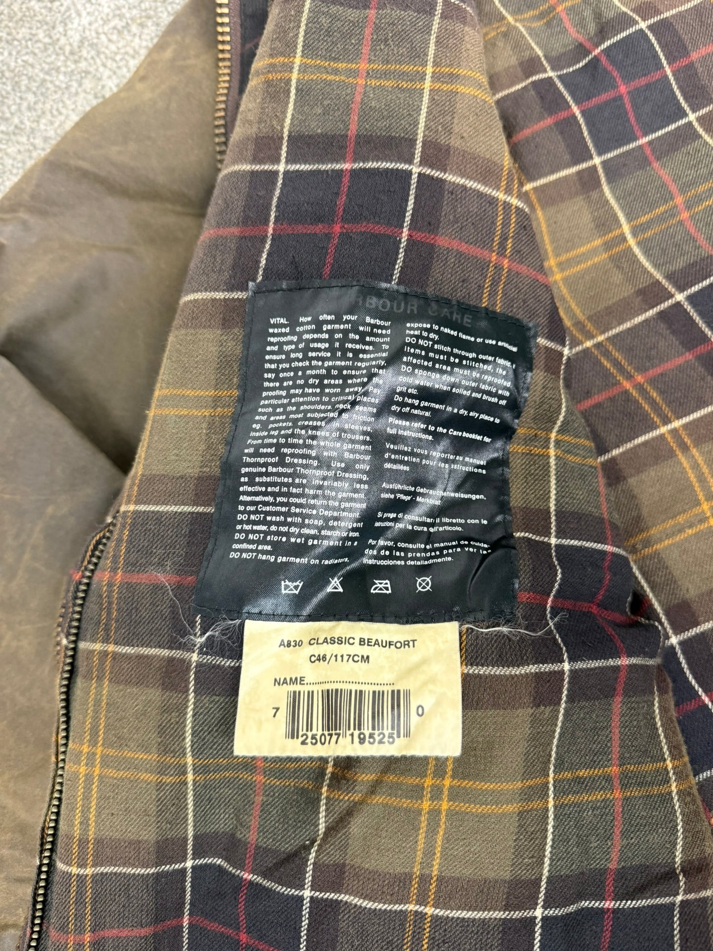 Vintage Barbour Classic Beaufort Wax Jacket C46 Brown Vintage Country Coat