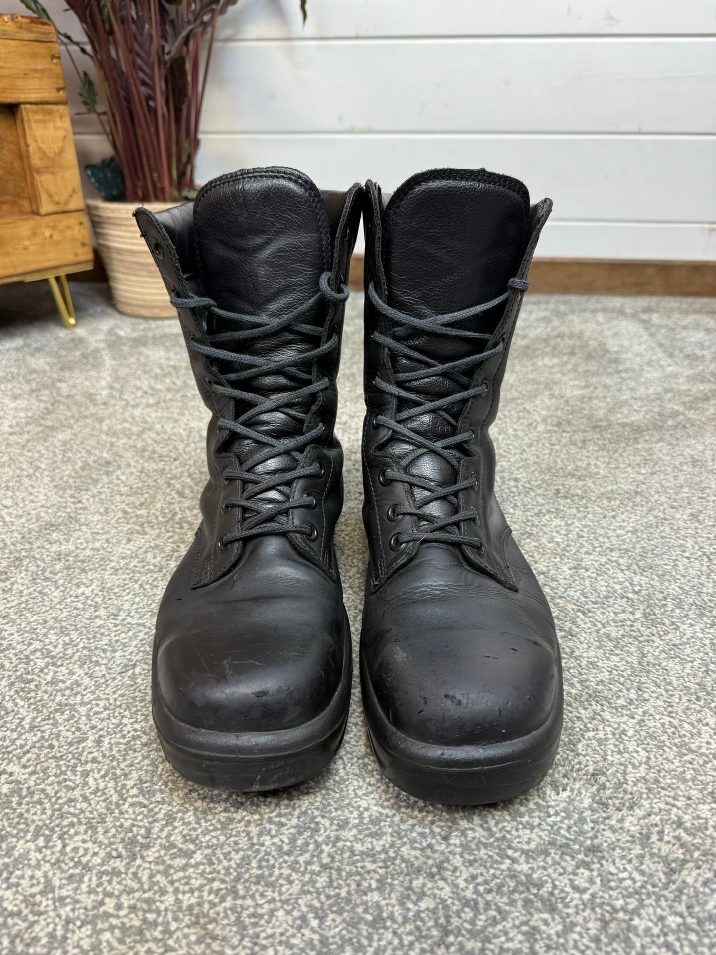 Ex Police Black Leather Boots Bata Industries Safety Steel Toe UK 9