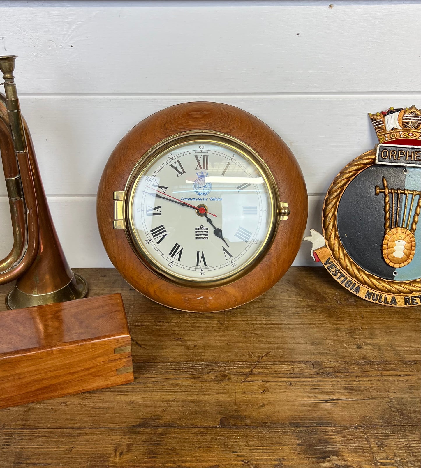 Vintage Brass Ships Bells Clock Battle Of The Atlantic 50th Anniversary Sewills Liverpool