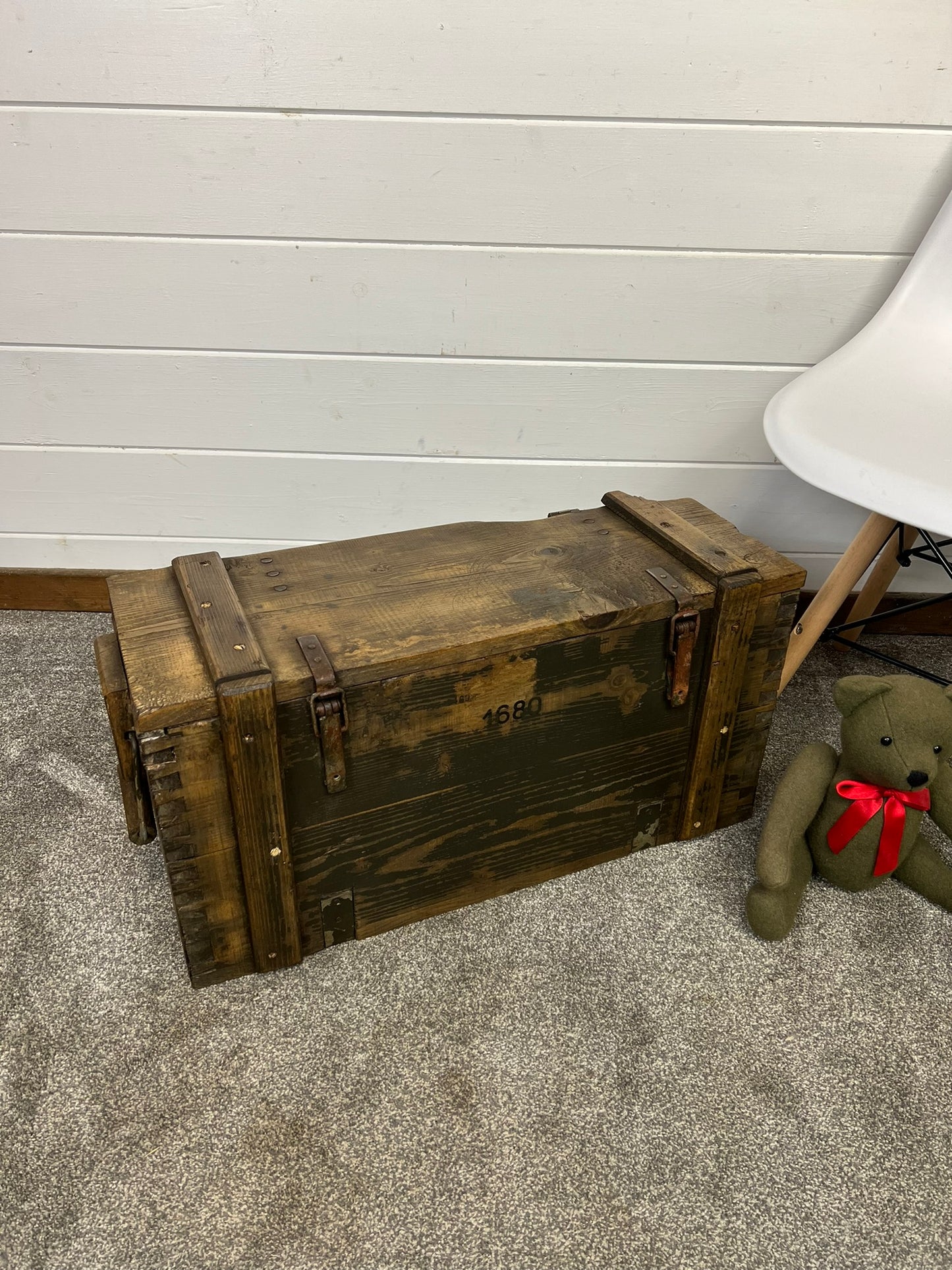 Wooden Ammo Chest Vintage Rustic Storage Blanket Box Industrial Trunk Coffee Table