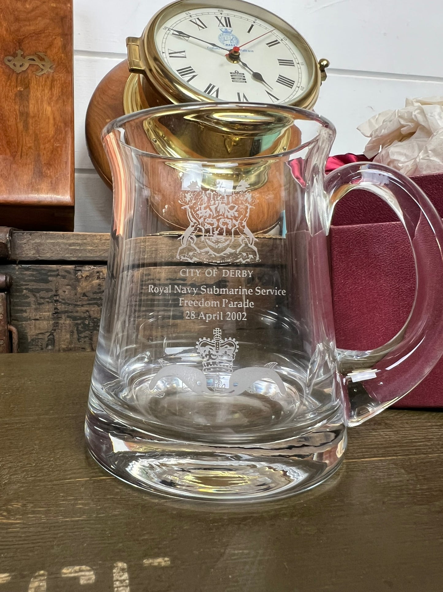 Vintage Royal Navy Submarine Service Freedom Parade 2002 Engraved Glass Tankard