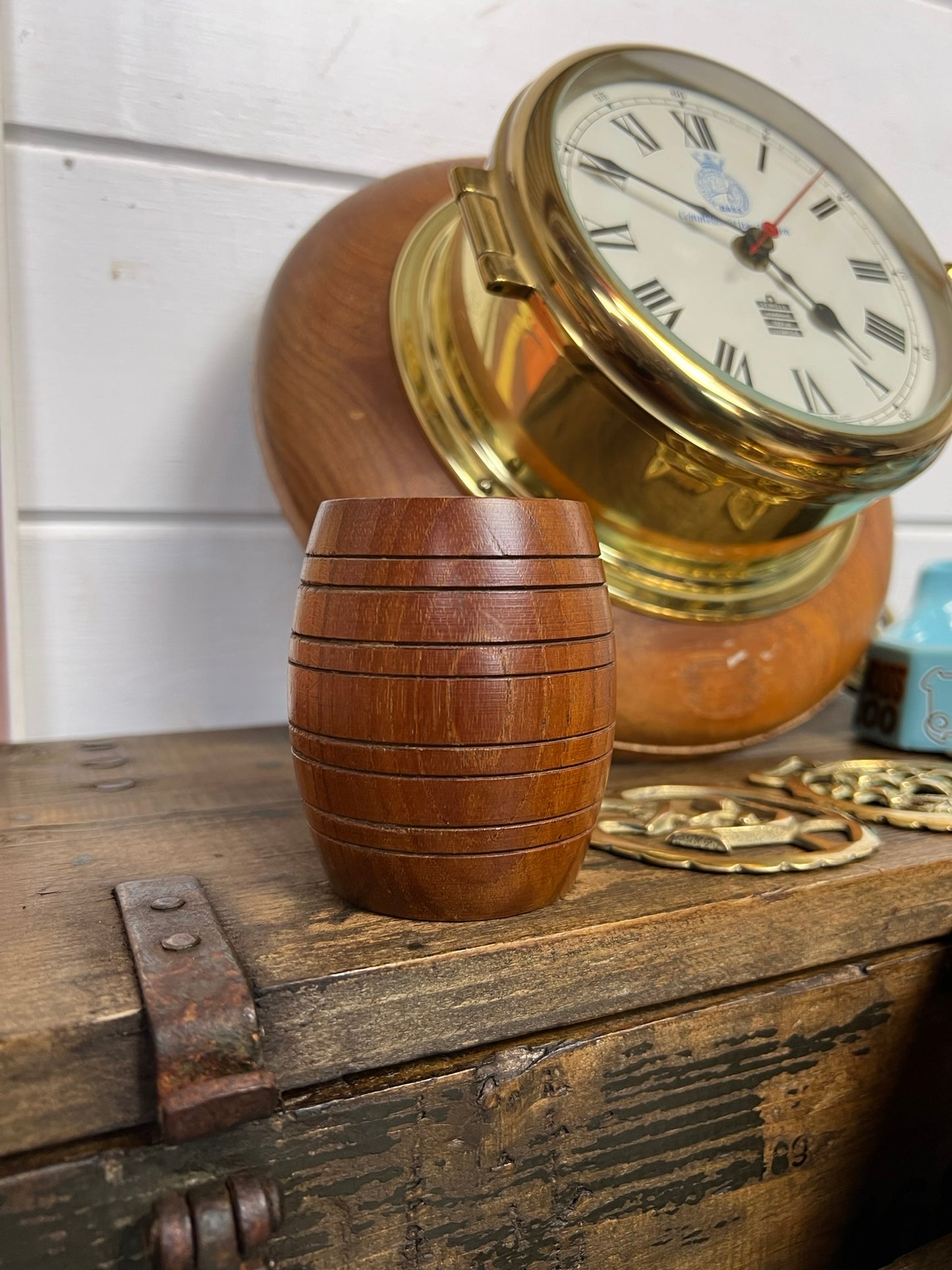 Vintage Small Teak Barrel From HMS Iron Duke Jellicoe's Flagship Jutland