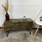 Vintage Rustic Wooden Box Table Reclaimed 1987 Chest Side Table Industrial Decor Coffee Table