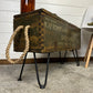 Vintage Rustic Wooden Box Table Reclaimed 1987 Chest Side Table Industrial Decor Coffee Table