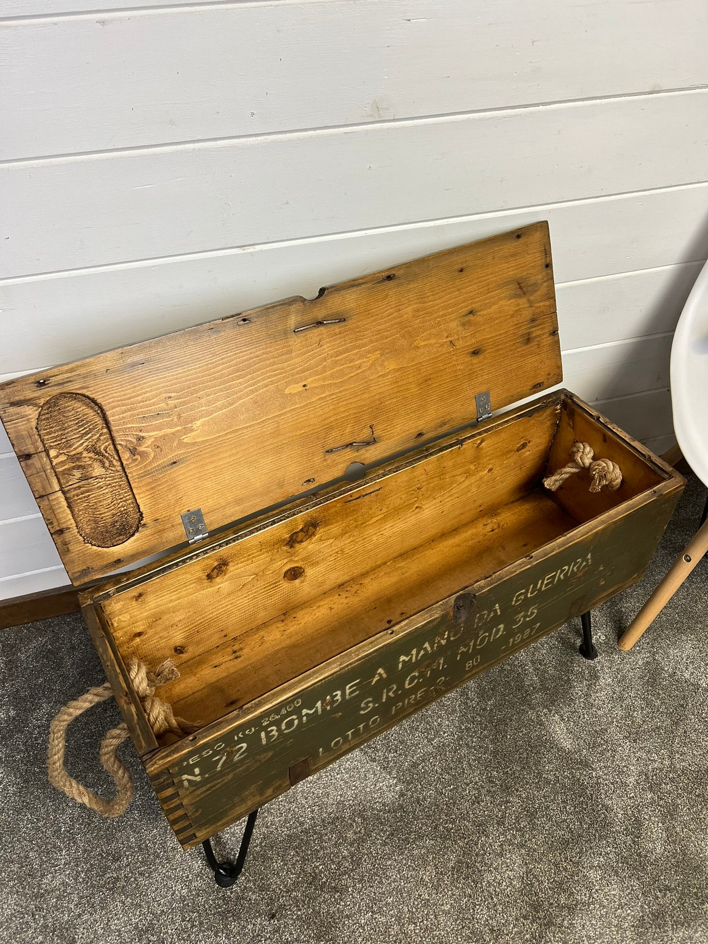 Vintage Rustic Wooden Box Table Reclaimed 1987 Chest Side Table Industrial Decor Coffee Table