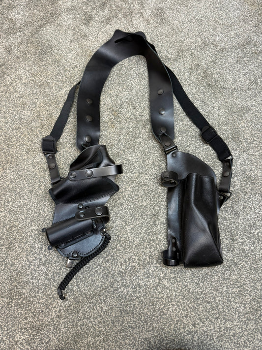 Ex Police Covert Leather Harness Peter Jones Radio CS Spray Baton Cuff Pouch Security Collectors