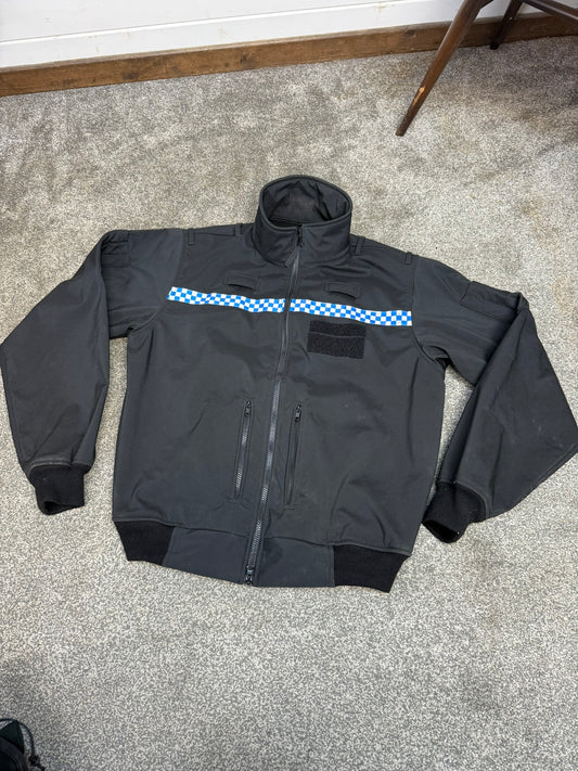 Ex Police Black Windproof Soft Shell Fleece Reflective Security Riding Theatre
