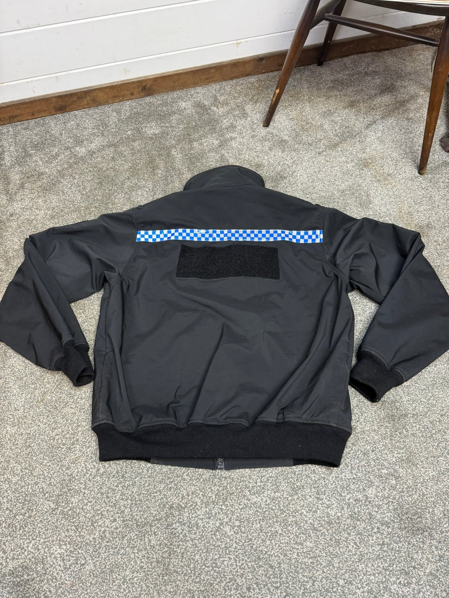 Ex Police Black Windproof Soft Shell Fleece Reflective Security Riding Theatre