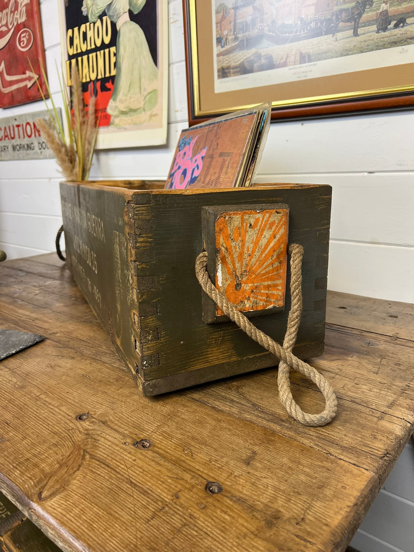 Rustic Wooden Ammo Box Reclaimed Vintage 1987 Farmhouse Decor Home Storage Crate