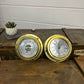 Vintage Brass Ships Barometer & Clock Nautical Marine Decor Display