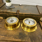 Vintage Brass Ships Barometer & Clock Nautical Marine Decor Display