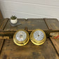 Vintage Brass Ships Barometer & Clock Nautical Marine Decor Display