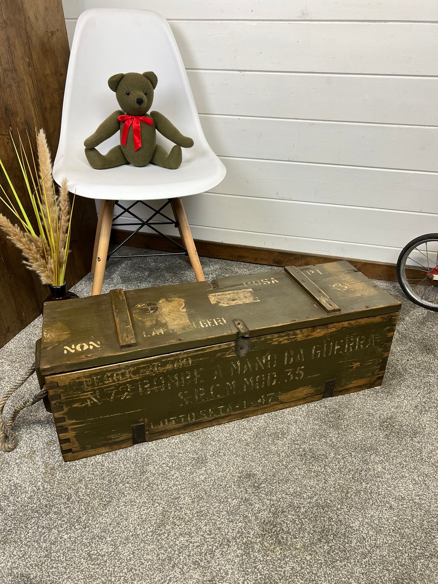 Rustic Industrial Wooden Ammo Crate Vintage Farmhouse Living Room Storage Coffee Table