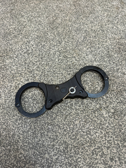 Ex Police Black Hiatt Handcuffs Genuine Cuffs With Key Security Collectible Memorabilia