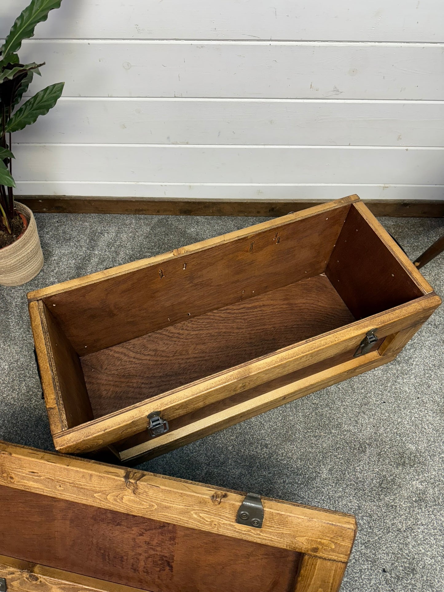 Wooden Military Chest Crate Reclaimed Waxed Storage Box Rustic Industrial Side Table