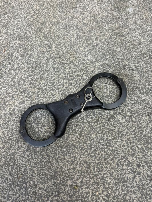 Ex Police Handcuffs Black Quik-Kuf Cuffs With Key Security Collectible Memorabilia Restraint