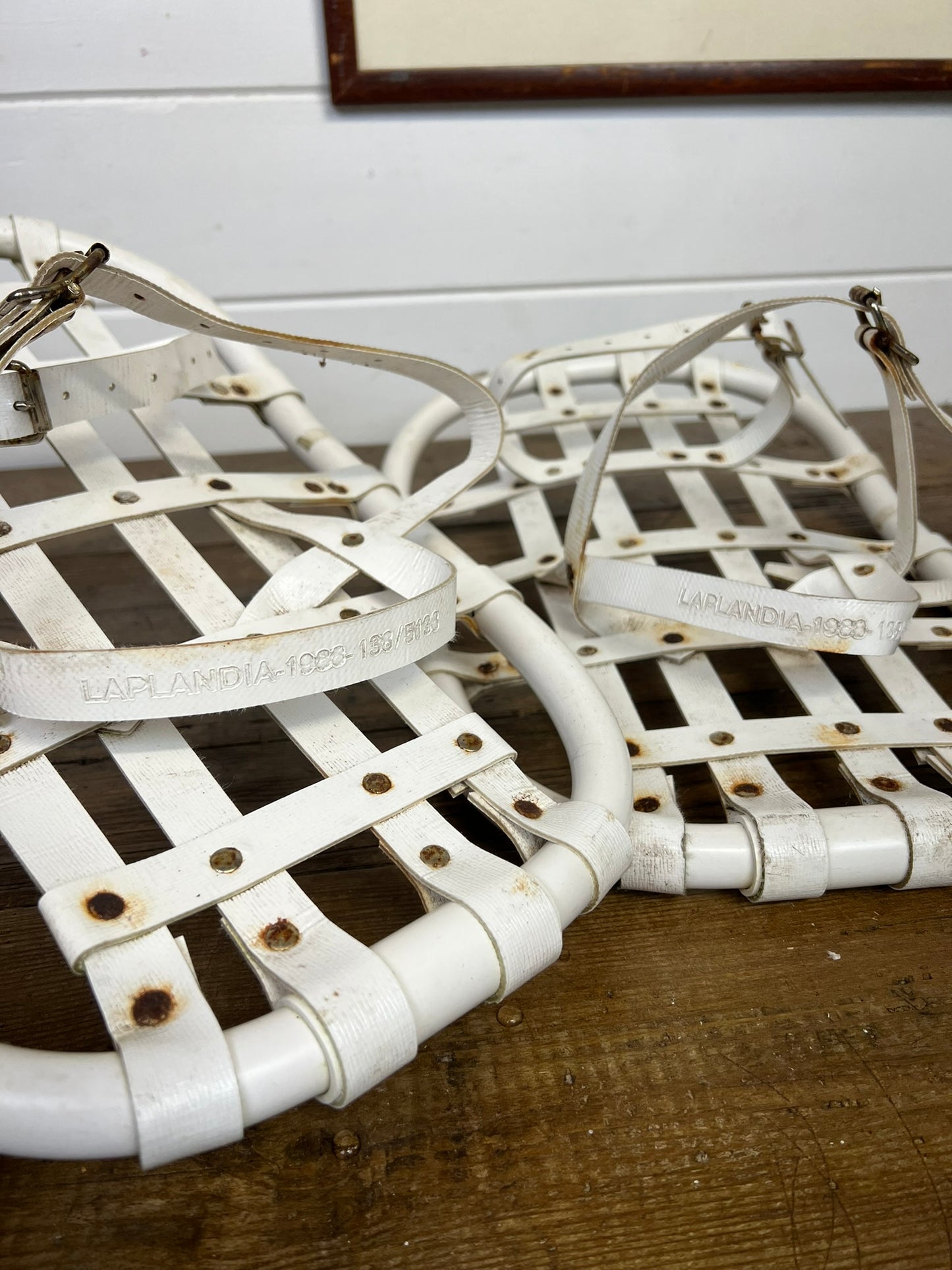 Vintage Military Snowshoes 1980's Rustic Army Trapper Snow Shoes Ski Decor