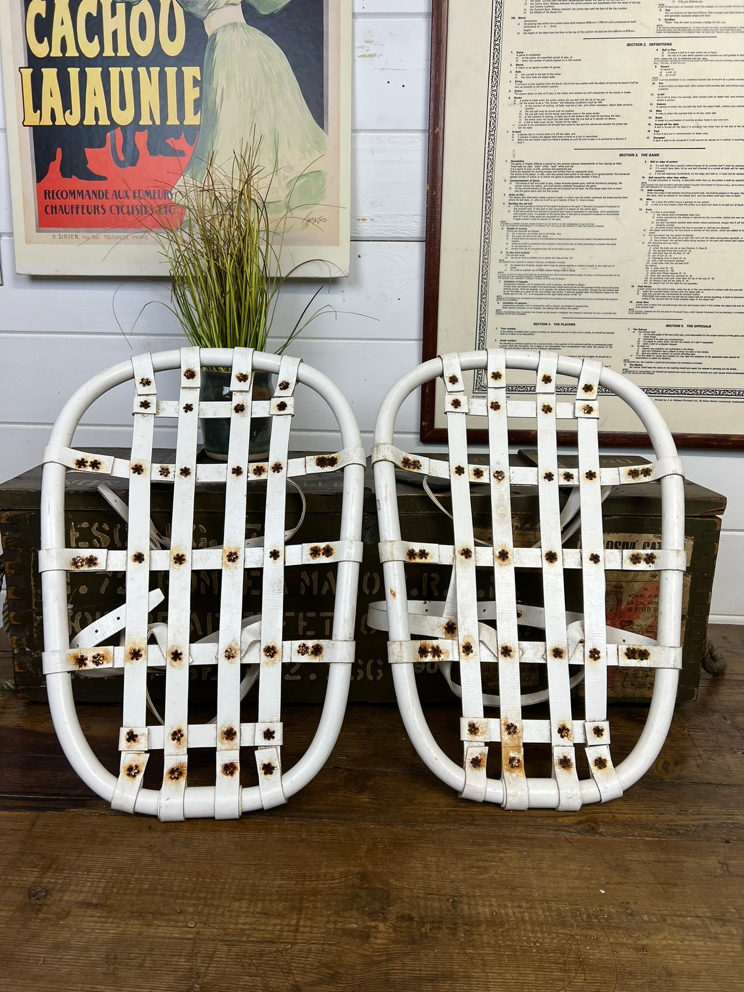 Vintage Military Snowshoes 1980's Rustic Army Trapper Snow Shoes Ski Decor