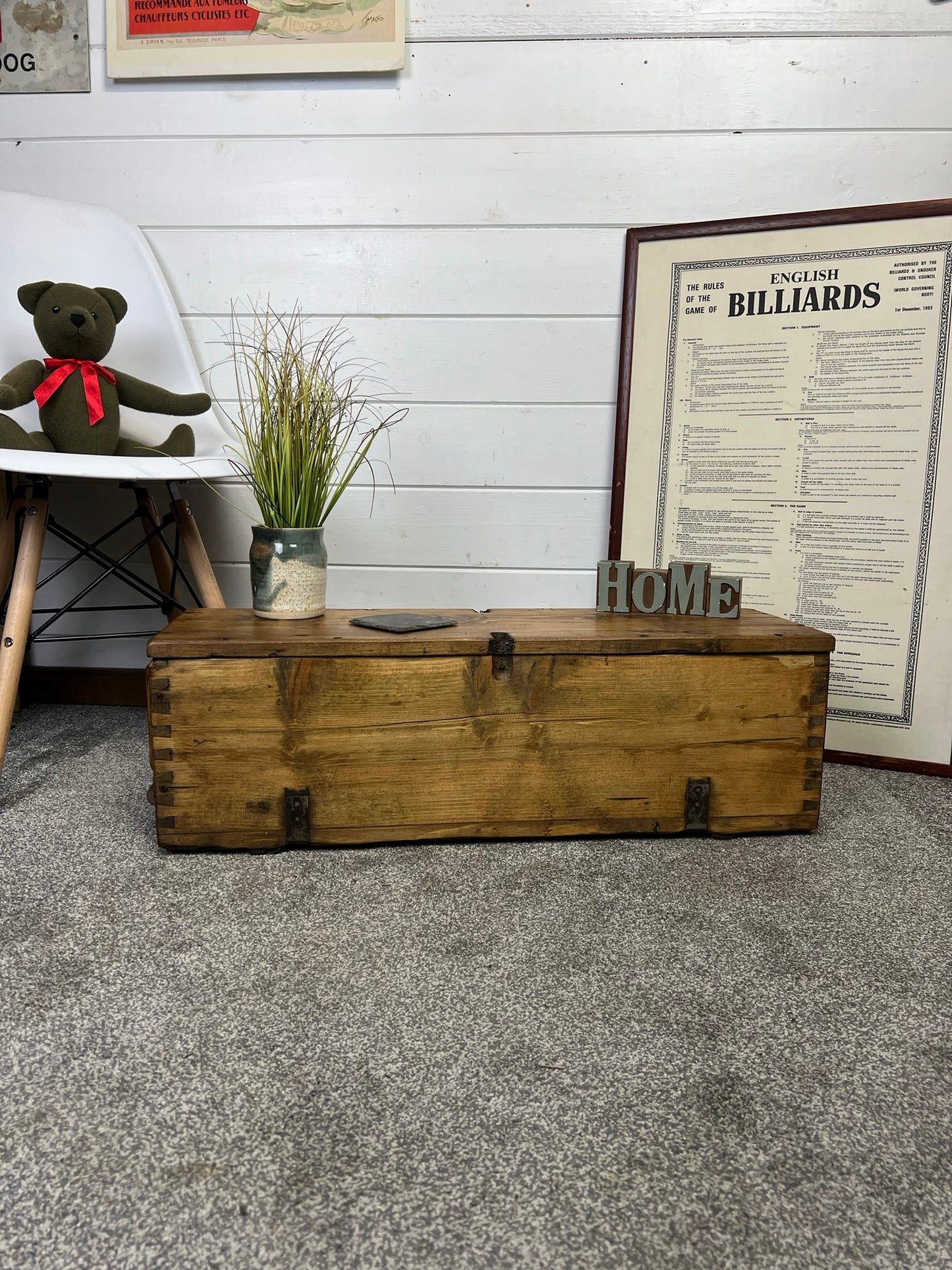 Rustic Wooden Storage Chest Reclaimed Vintage Ammo Box Blanket Toy Box Country Boho Decor