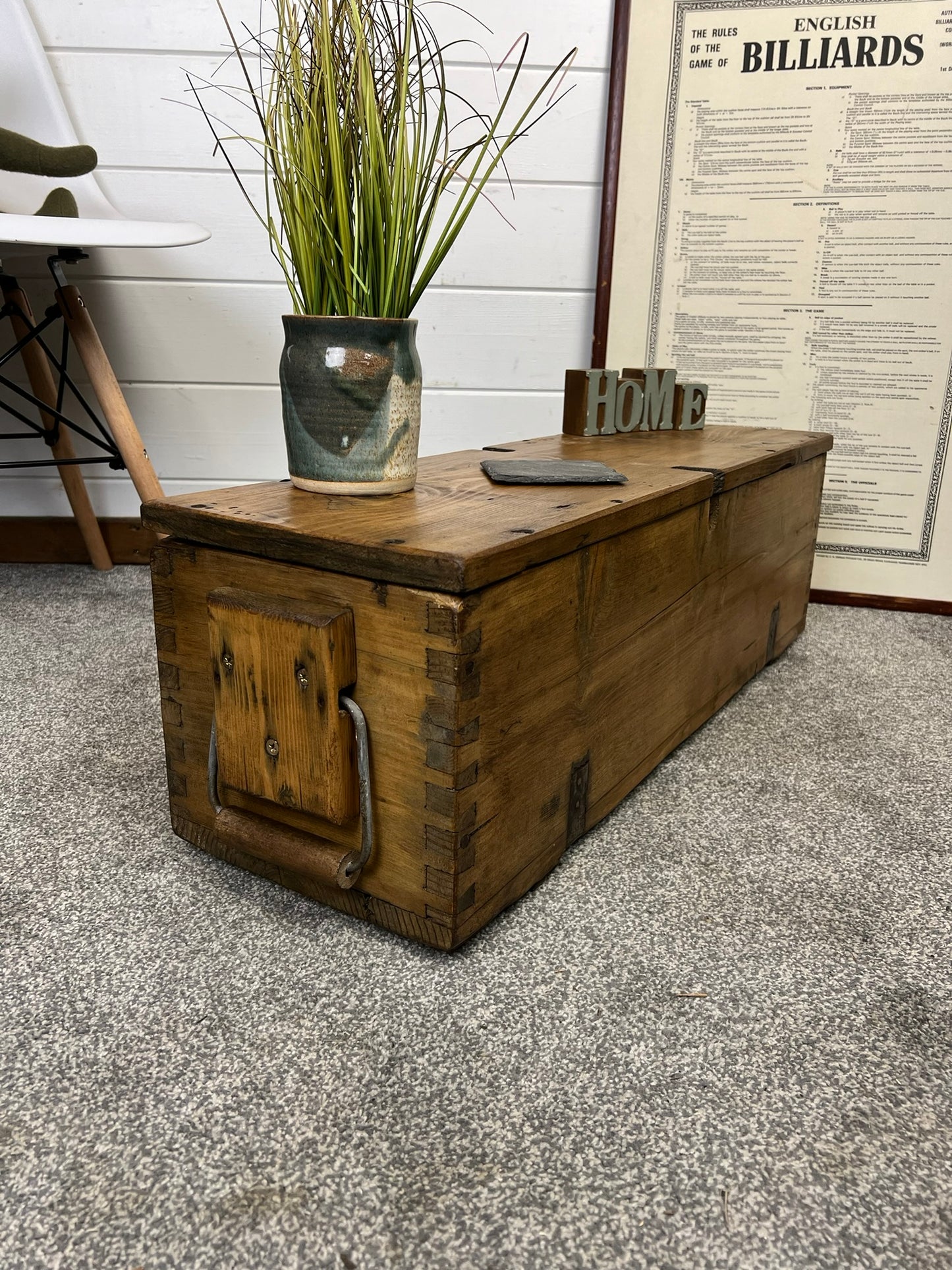 Rustic Wooden Storage Chest Reclaimed Vintage Ammo Box Blanket Toy Box Country Boho Decor