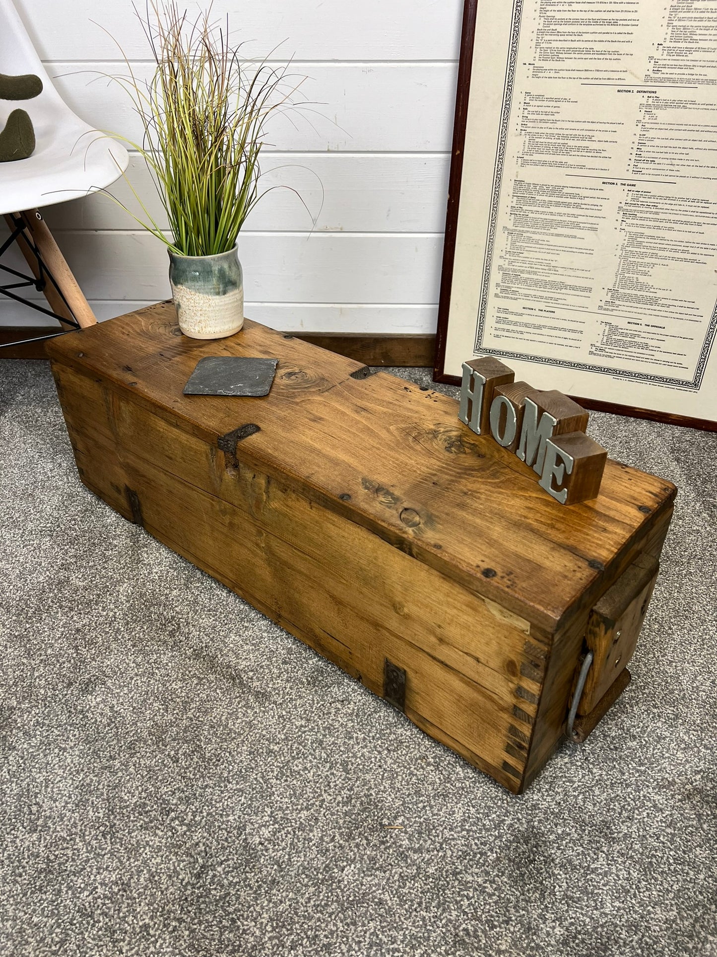 Rustic Wooden Storage Chest Reclaimed Vintage Ammo Box Blanket Toy Box Country Boho Decor