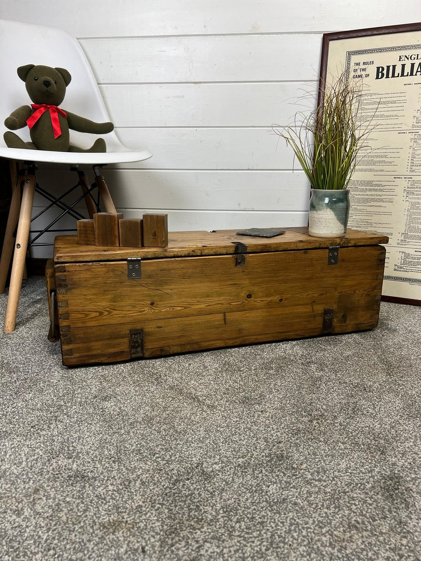 Rustic Wooden Storage Chest Reclaimed Vintage Ammo Box Blanket Toy Box Country Boho Decor