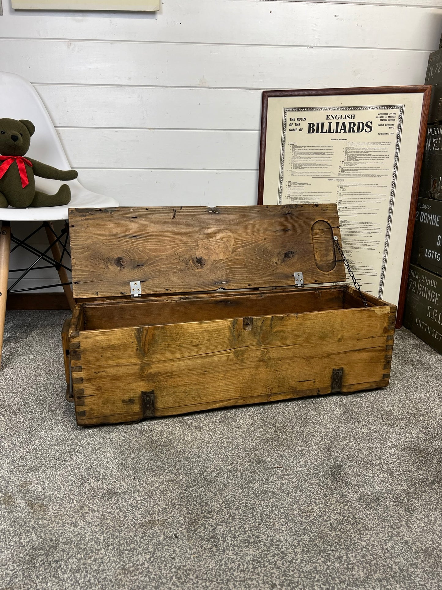 Rustic Wooden Storage Chest Reclaimed Vintage Ammo Box Blanket Toy Box Country Boho Decor