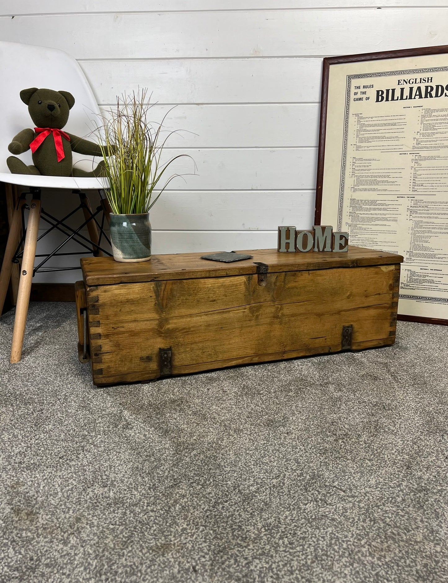 Rustic Wooden Storage Chest Reclaimed Vintage Ammo Box Blanket Toy Box Country Boho Decor