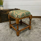 Vintage Square Wooden Stool With Hessian Seat Reclaimed Rustic Farmhouse Boho Bedroom