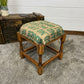 Vintage Square Wooden Stool With Hessian Seat Reclaimed Rustic Farmhouse Boho Bedroom