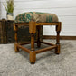 Vintage Square Wooden Stool With Hessian Seat Reclaimed Rustic Farmhouse Boho Bedroom