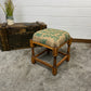 Vintage Square Wooden Stool With Hessian Seat Reclaimed Rustic Farmhouse Boho Bedroom